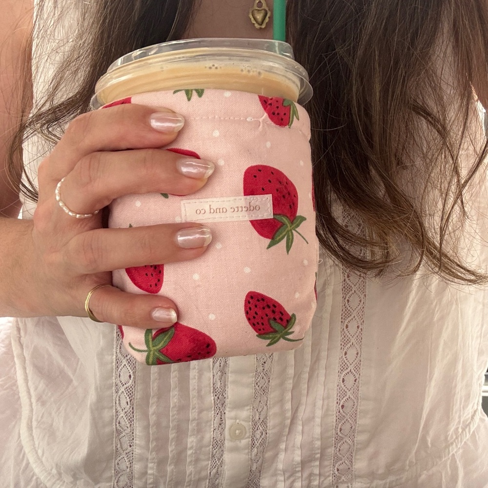 Handmade Strawberry Coffee Cozy